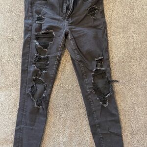 American Eagle Outfitters Black Distressed Skinny Jeans